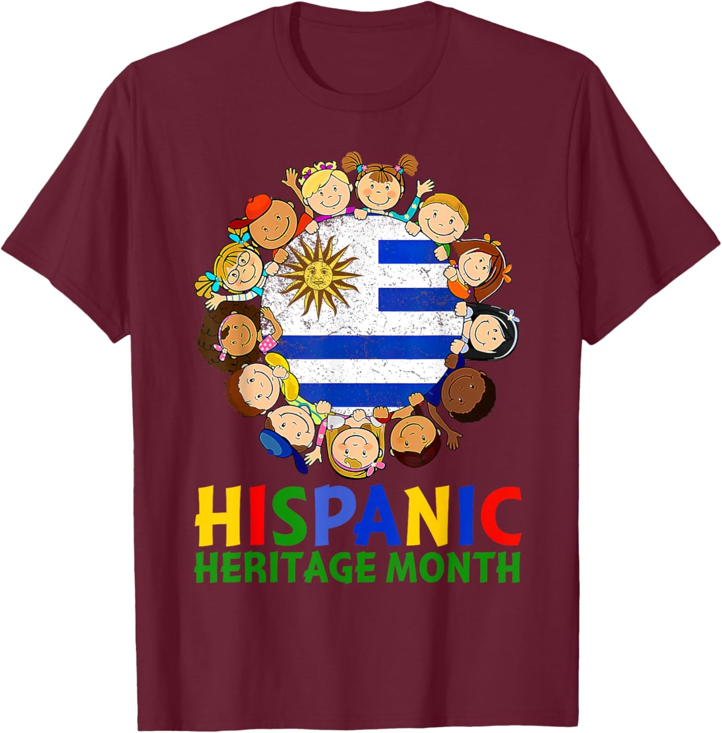 Hispanic Heritage Month Uruguay Kids Boys Girls T-Shirt - T-Shirt | Maroon