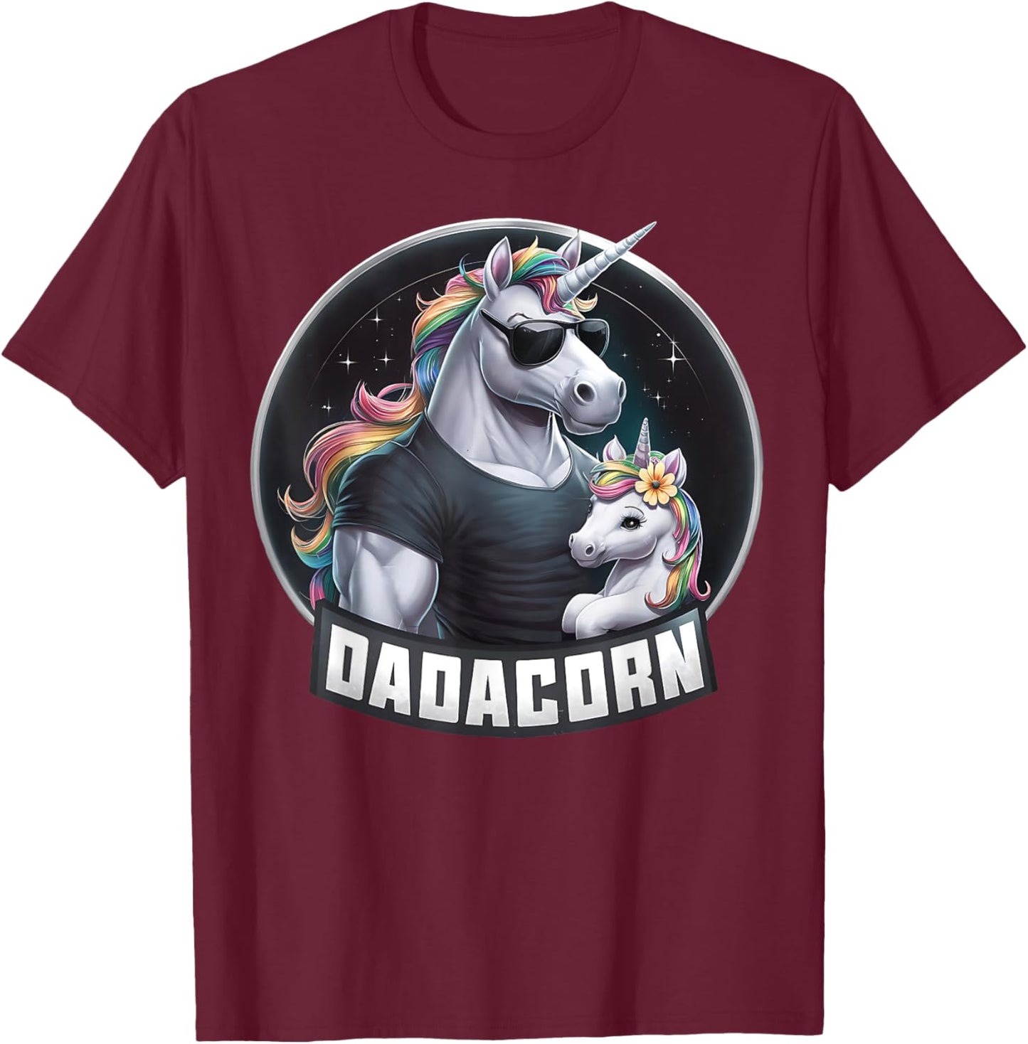 Father's Day Dadacorn Baby Unicorn Dad, Daddy Funny Dadacorn T-Shirt - T-Shirt | Maroon