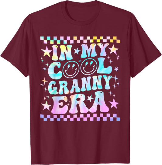 Tie Dye Groovy In My Cool Granny Era Funny Family T-Shirt - T-Shirt | Maroon