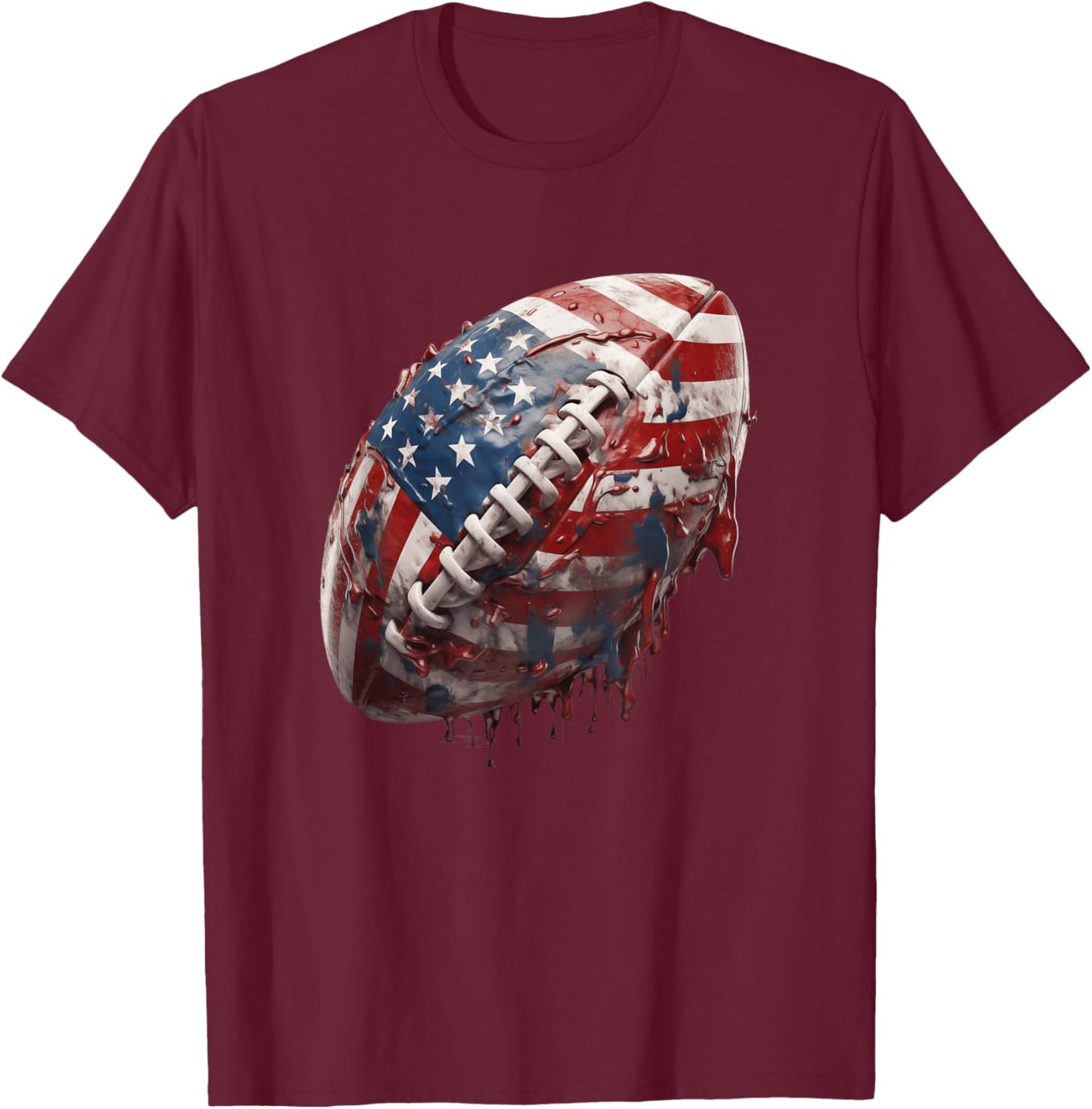 American Football Us Flag T-Shirt - T-Shirt | Maroon