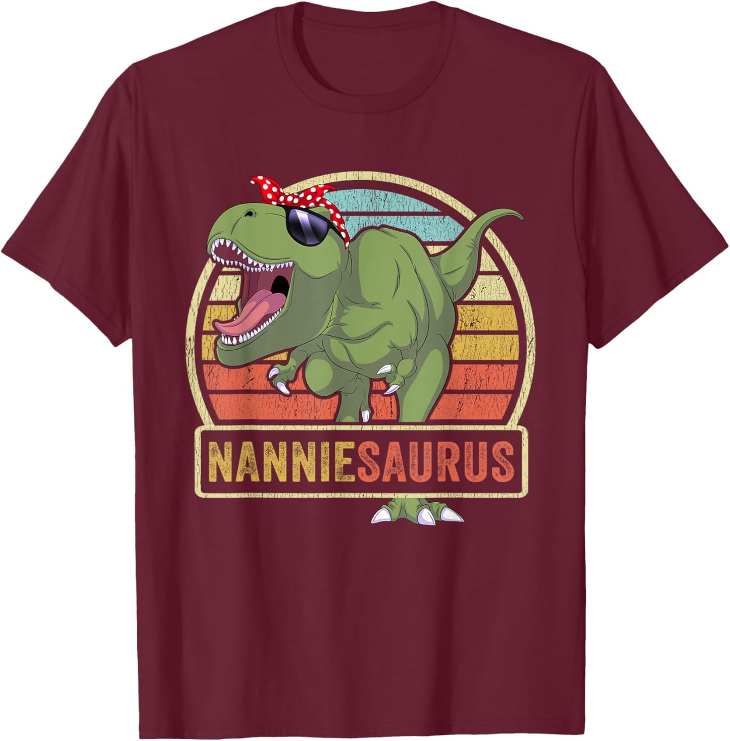 Nanniesaurus Dinosaur Nannie Saurus Family Matching T-Shirt - T-Shirt | Maroon
