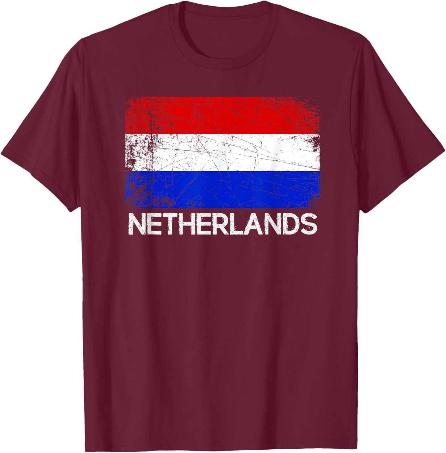 Dutch Flag | Vintage Made In The Netherlands Gift T-Shirt - T-Shirt | Maroon