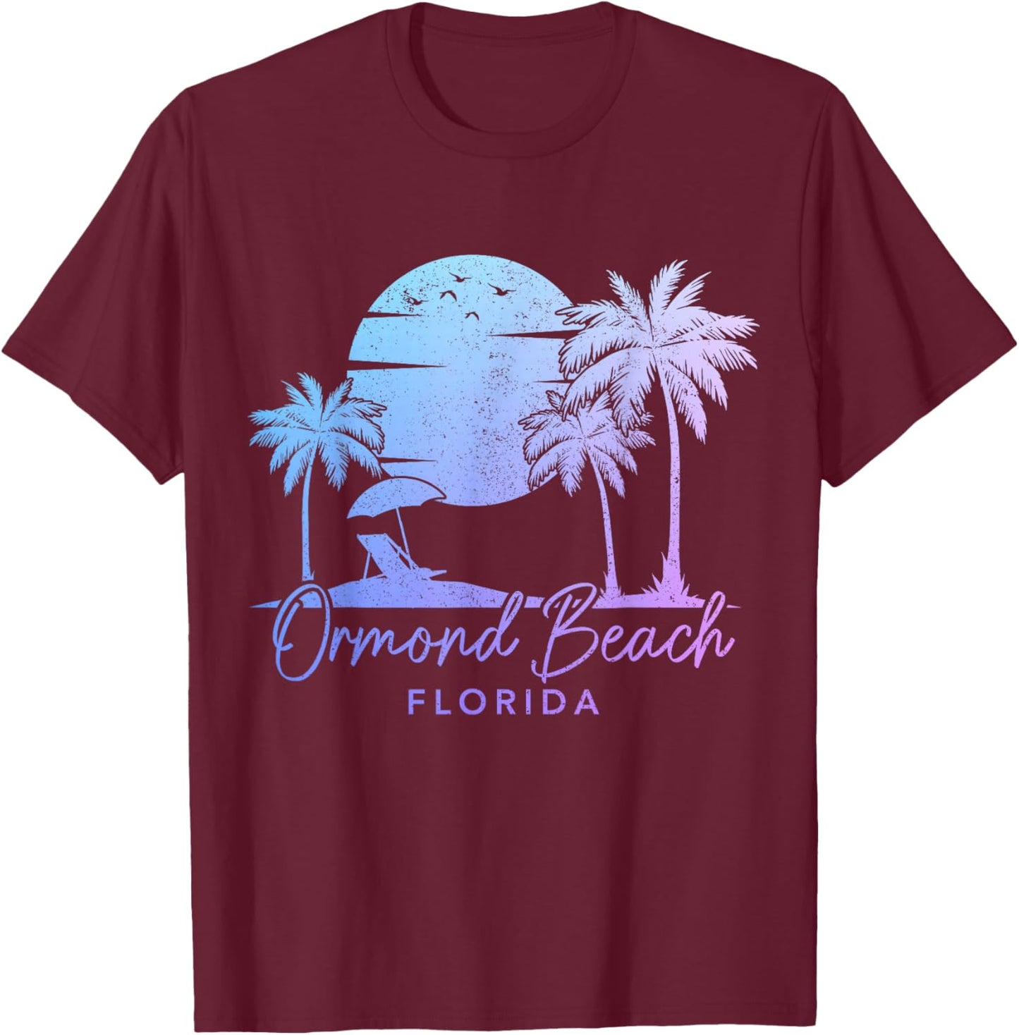 Ormond Beach Florida Souvenir Vintage Surfer T-Shirt - T-Shirt | Maroon