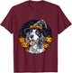 English Setter Dog Whitch Hat Halloween Pumpkin Spooky Happy T-Shirt - T-Shirt | Maroon