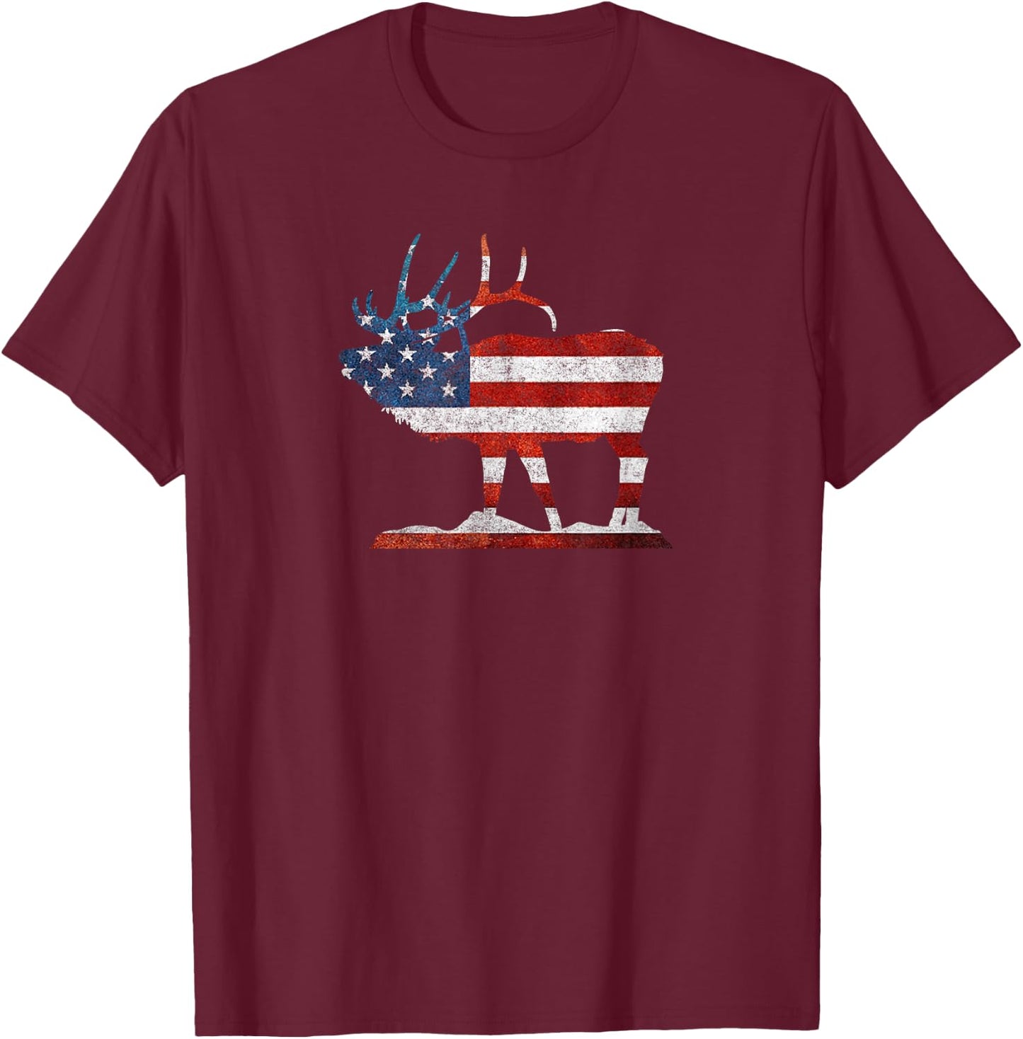Vintage Bull Elk Shirt American Elk Hunting Gift T-Shirt - T-Shirt | Maroon