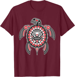 Haida Turtle American Indian Native America Indigenous T-Shirt - T-Shirt | Maroon