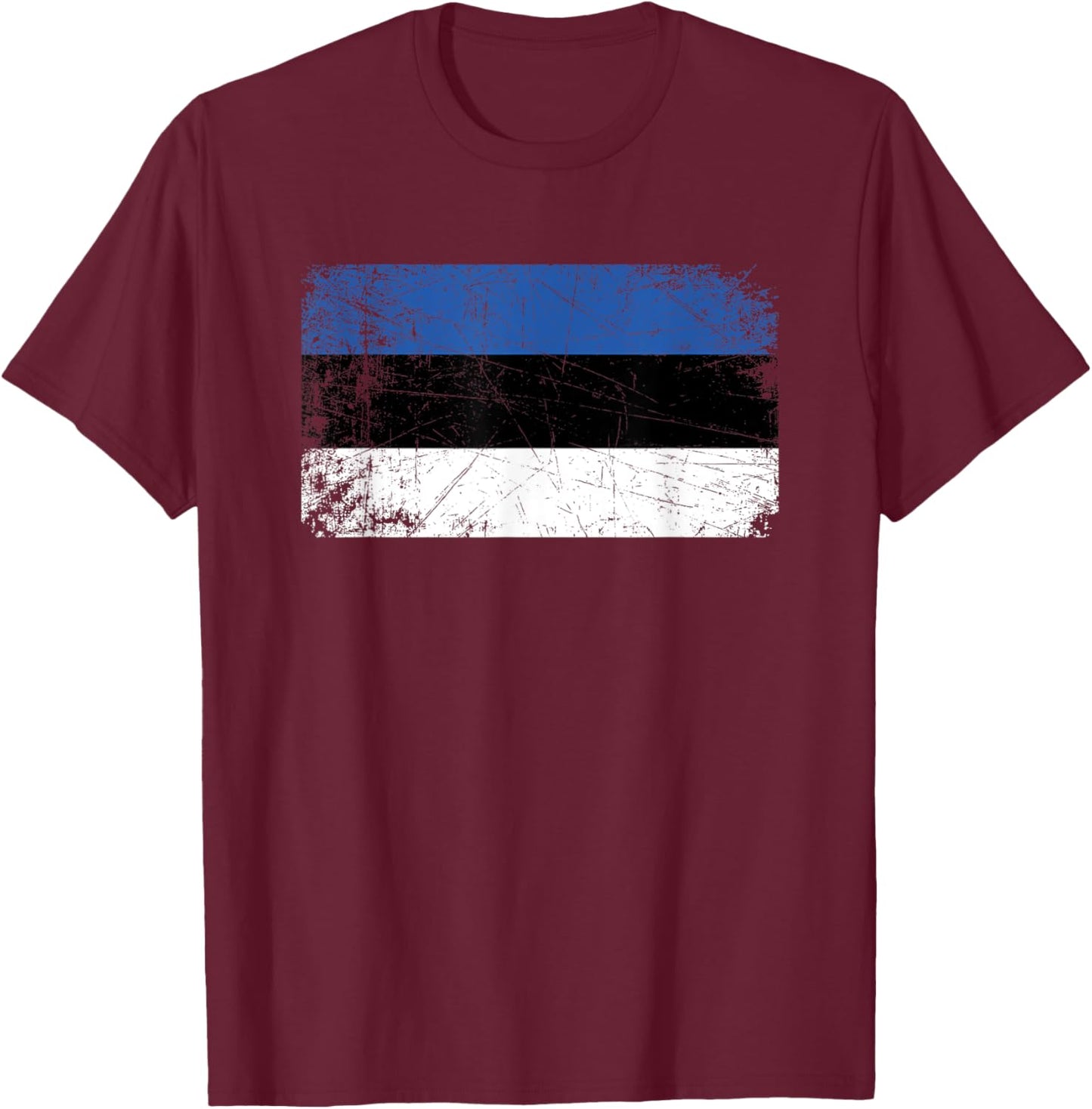 Vintage Made In ESTONIA ESTONIAN Flag Gift T-Shirt - T-Shirt | Maroon