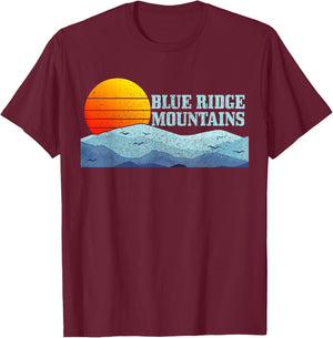 Blue Ridge Mountains Vintage Hiking Camping Gift T-Shirt - T-Shirt | Maroon