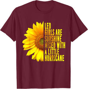 Leo Woman Zodiac Sign July August Sunflower Birthday Gift T-Shirt - T-Shirt | Maroon