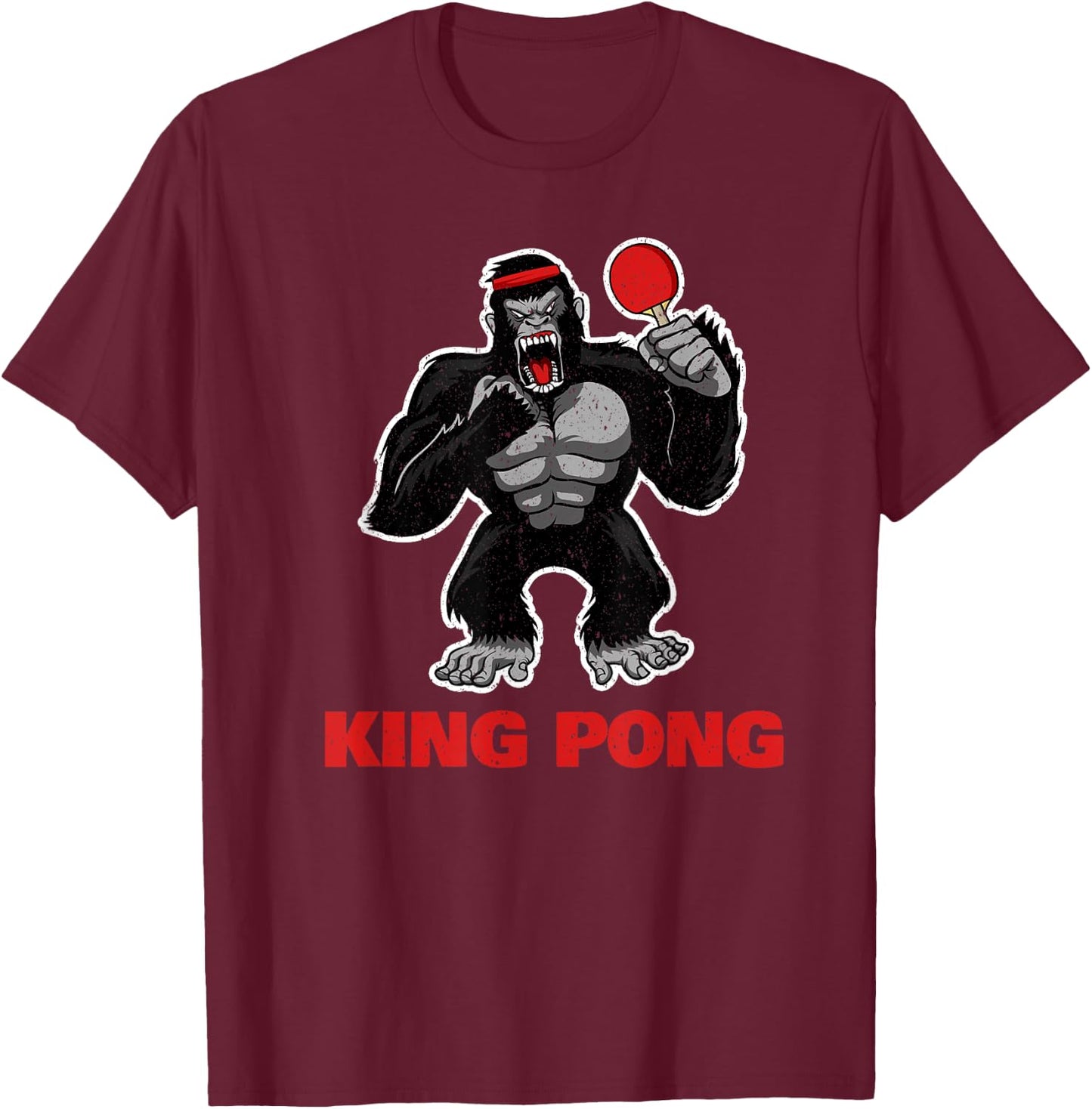 Vinta Table Tennis King Pong Funny Table Tennis King Spong T-Shirt - T-Shirt | Maroon