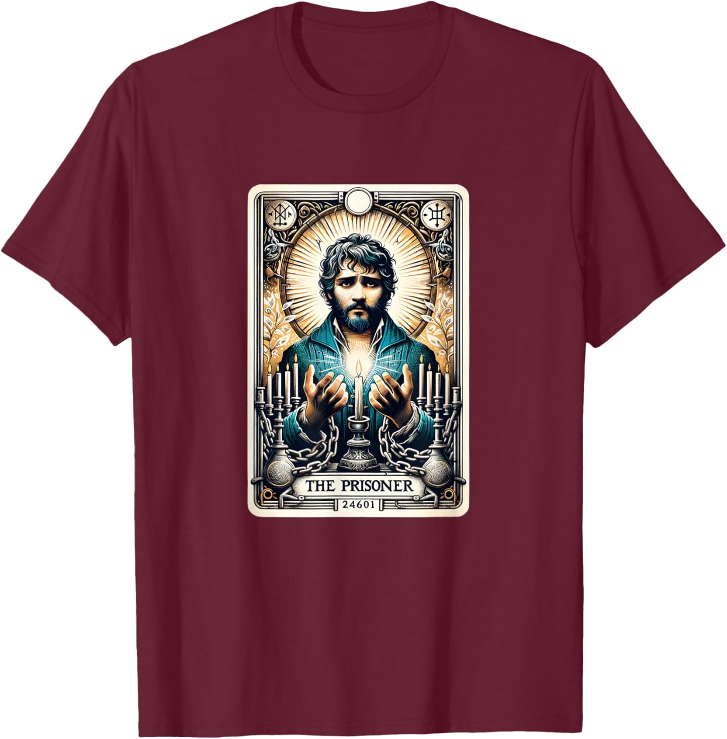 Les Mis The Prisoner Tarot Inspired T-Shirt - T-Shirt | Maroon