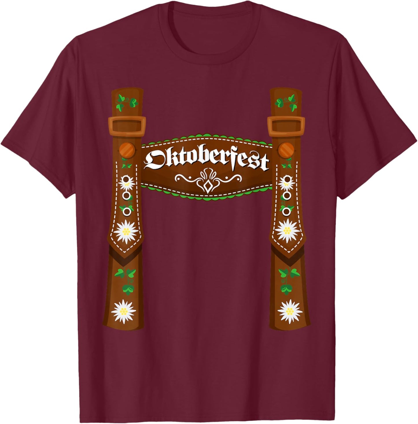 Oktoberfest Lederhosen Costume Cute German Bavarian Men Boys T-Shirt - T-Shirt | Maroon