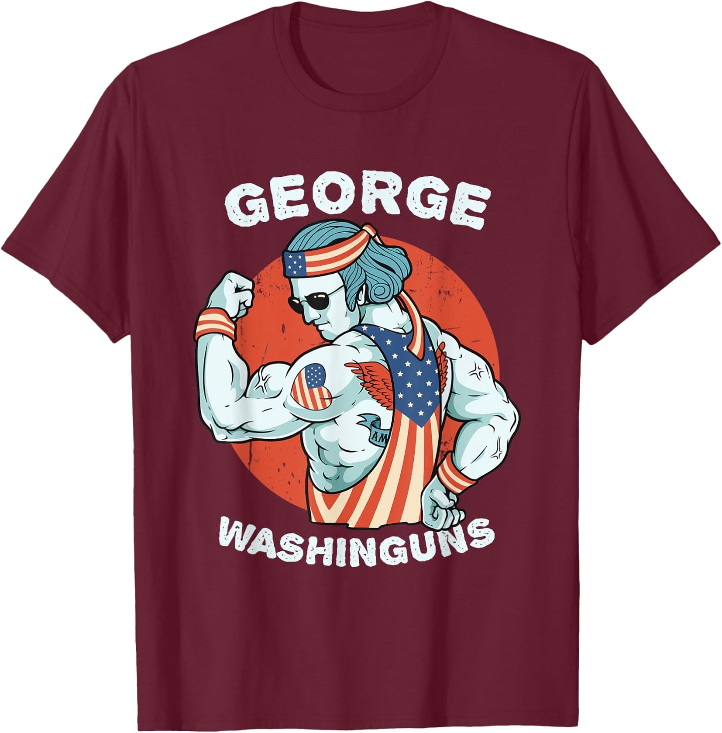 Funny George Washinguns Workout Patriotic 4th of July Men T-Shirt - T-Shirt | Maroon