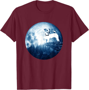 Jack Russell Terrier Dog Moon Dog Mom Dad Dog Lovers Women Kids T-Shirt - T-Shirt | Maroon