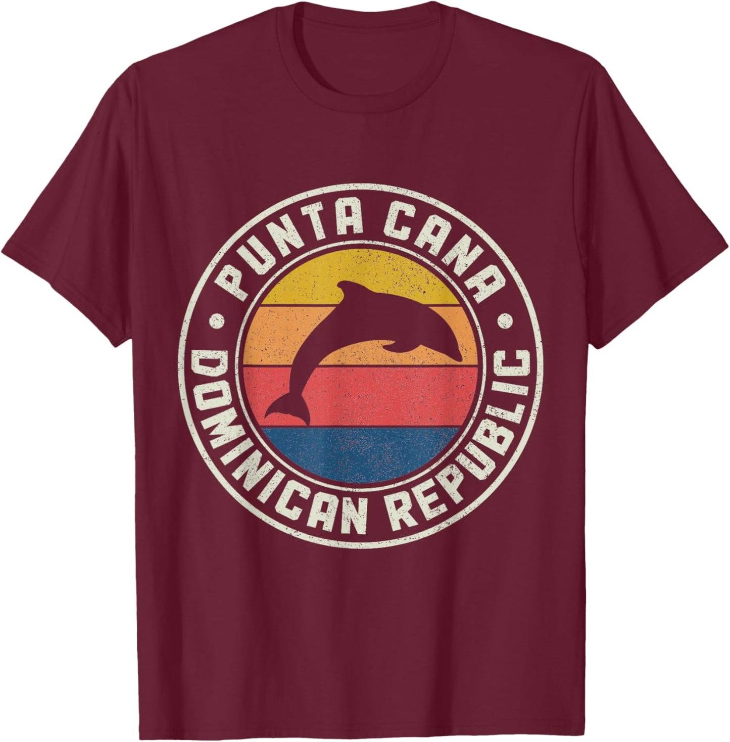 Punta Cana Dominican Republic Dolphin Souvenir Vintage T-Shirt - T-Shirt | Maroon