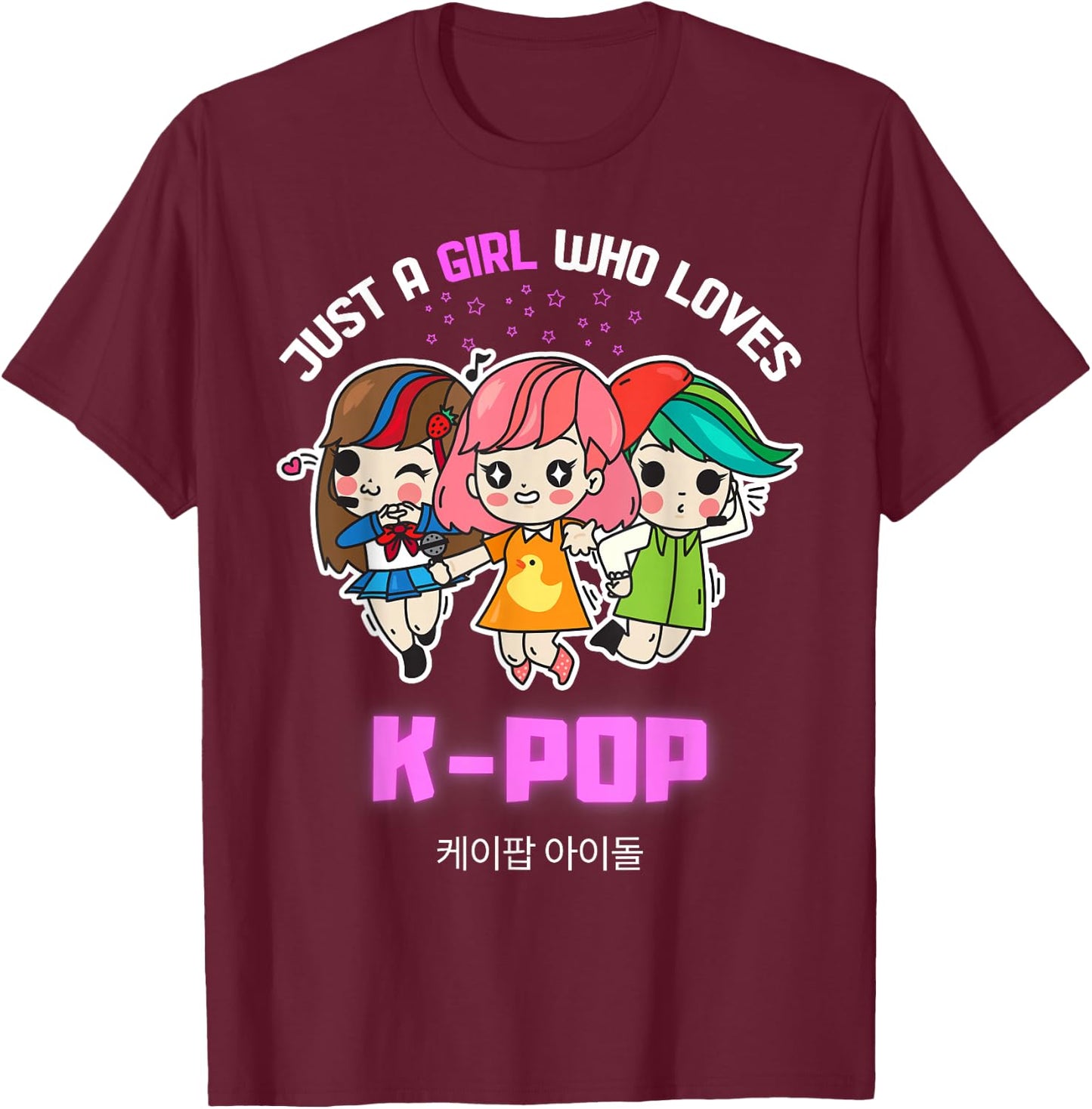 Just A Girl Who Loves K-Pop Gift Teen Girls K-Pop Merch T-Shirt - T-Shirt | Maroon