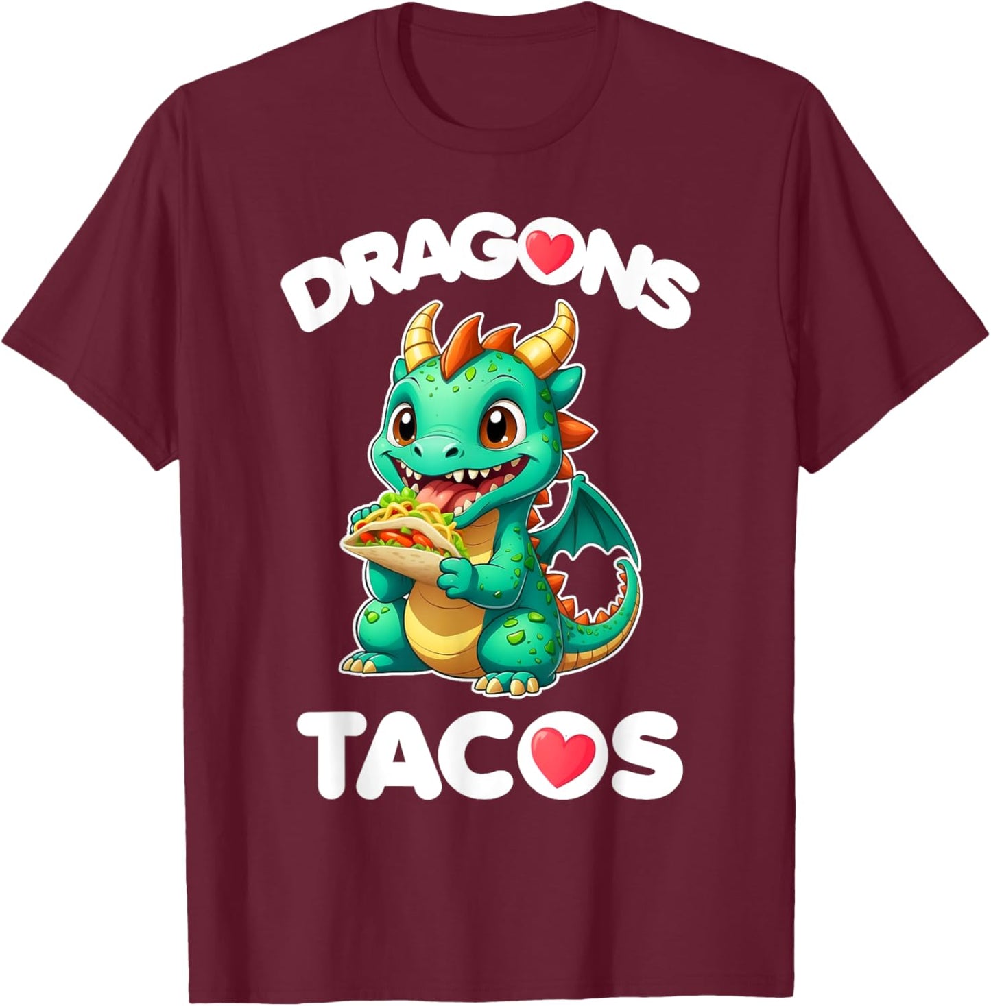 Dragons Love Tacos Cute Cinco De Mayo Mexican Food Kids Boys T-Shirt - T-Shirt | Maroon