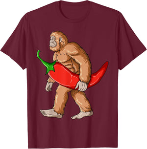 Bigfoot Chili Pepper Sasquatch Mexican Jalapeno T-Shirt - T-Shirt | Maroon