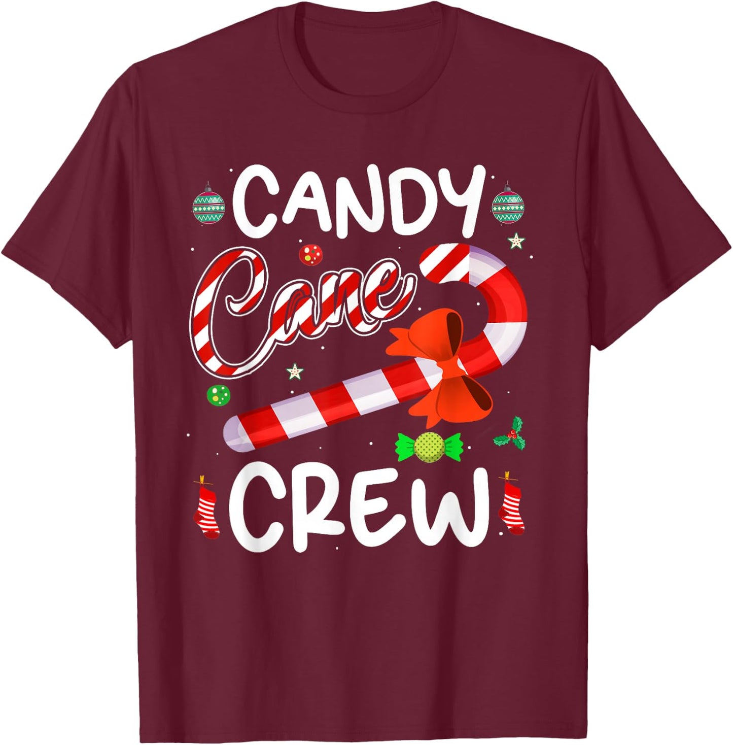 Candy Cane Crew Funny Christmas Candy Lover X-mas Gifts T-Shirt - T-Shirt | Maroon
