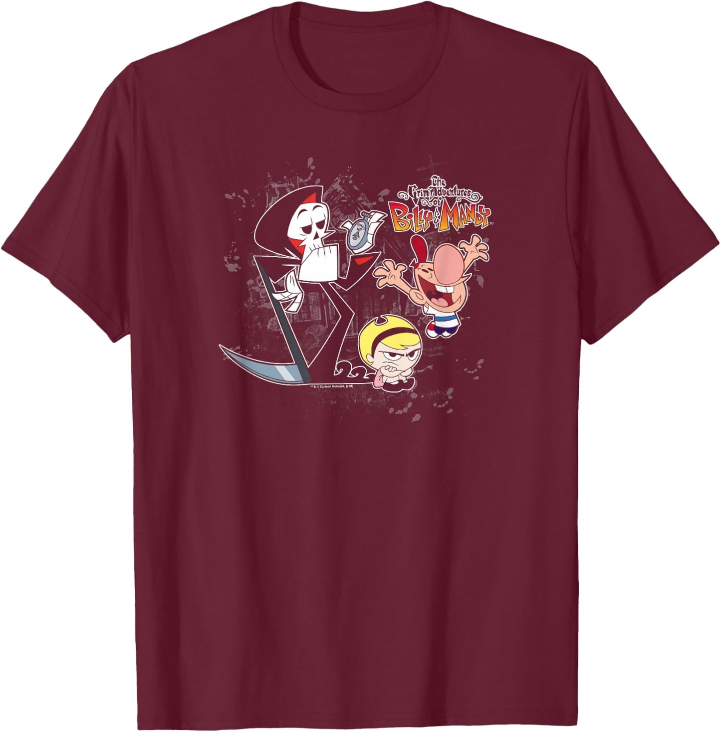The Grim Adventures of Billy & Mandy Splatter Cast T-Shirt - T-Shirt | Maroon