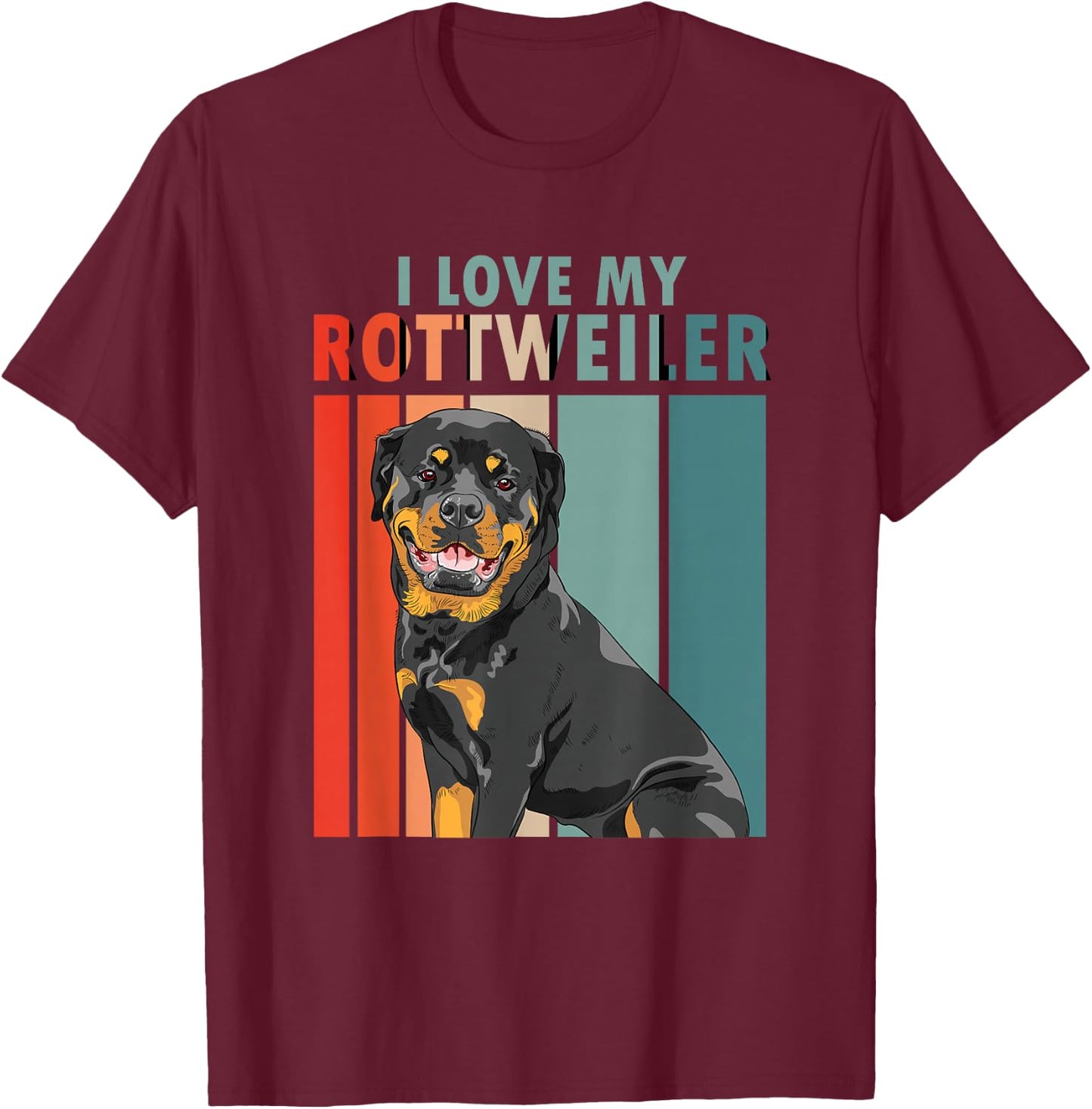 I Love My Rottweiler | Vintage Rottie | Dog Owner T-Shirt - T-Shirt | Maroon