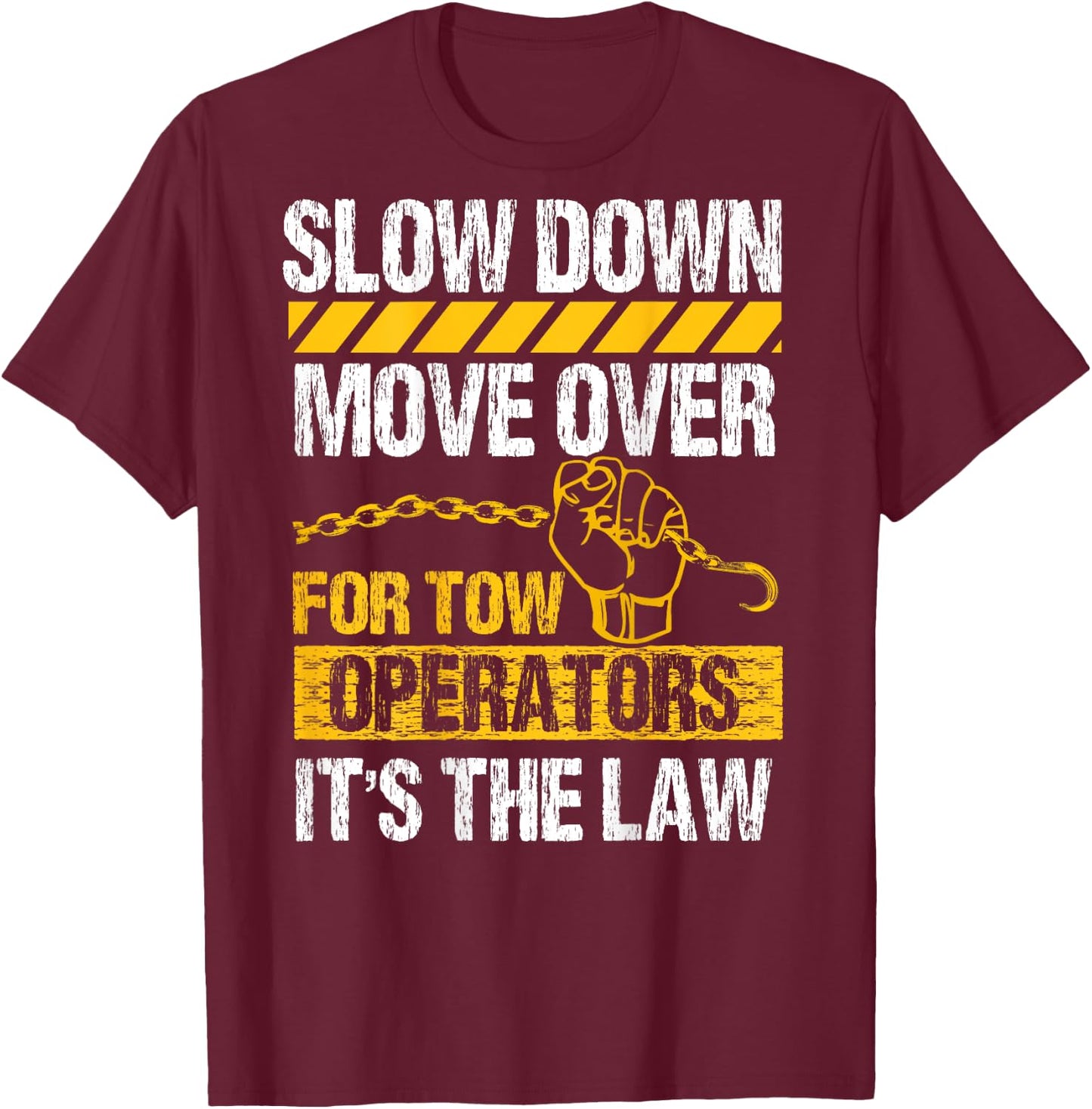 Tow Truck Driver Image On Back Of Shirt T-Shirt - T-Shirt | Maroon
