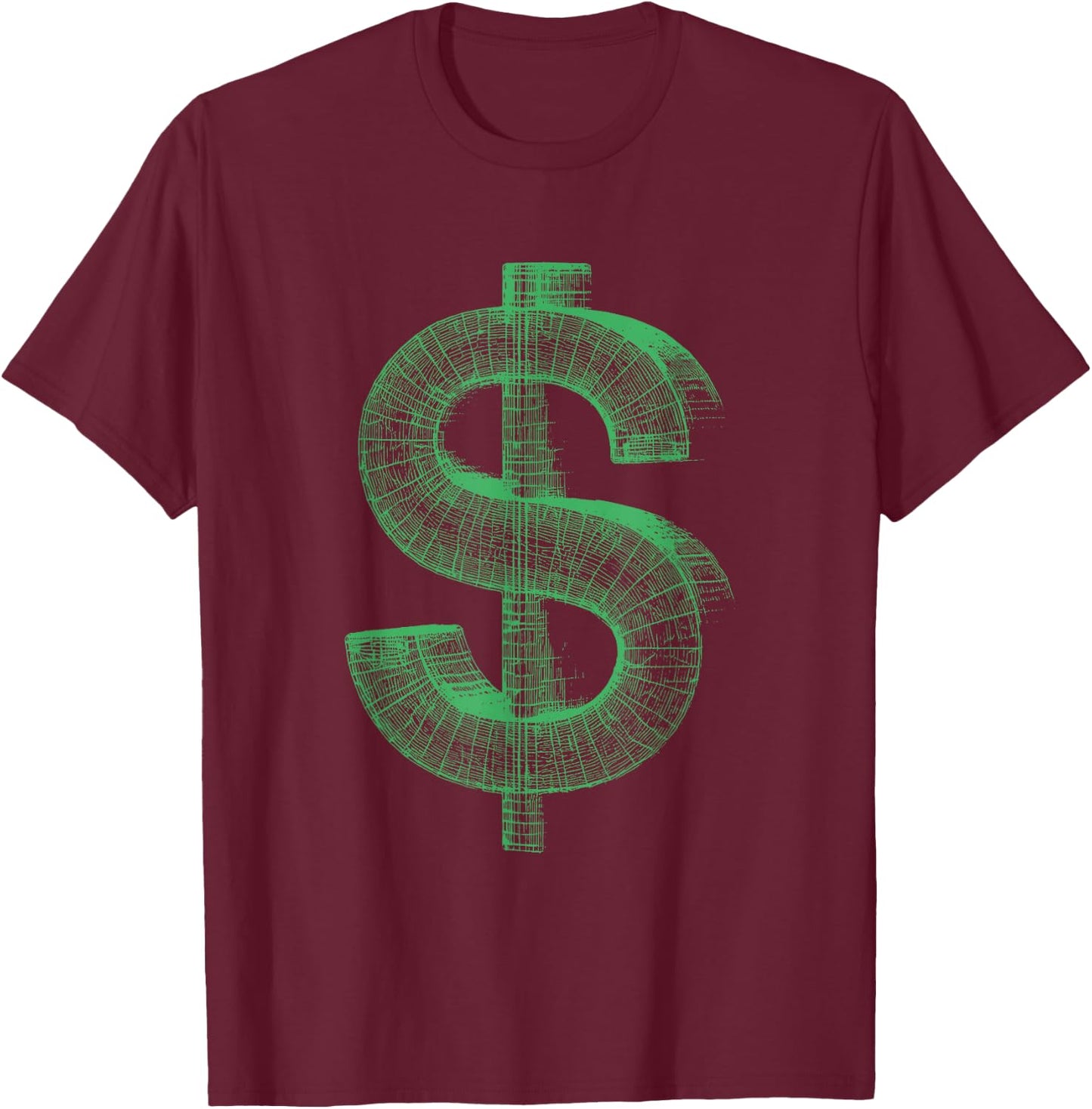 US Dollar 3D Wireframe - Vintage Money Cash-Flow Lover T-Shirt - T-Shirt | Maroon