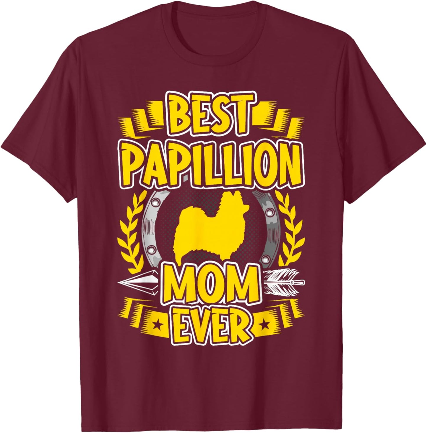 Best Papillion Dog MOM Ever Lover T-Shirt - T-Shirt | Maroon