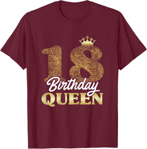 18th Birthday Girl Woman Cute Queen 18 years old Crown Bday T-Shirt - T-Shirt | Maroon