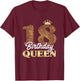 18th Birthday Girl Woman Cute Queen 18 years old Crown Bday T-Shirt - T-Shirt | Maroon