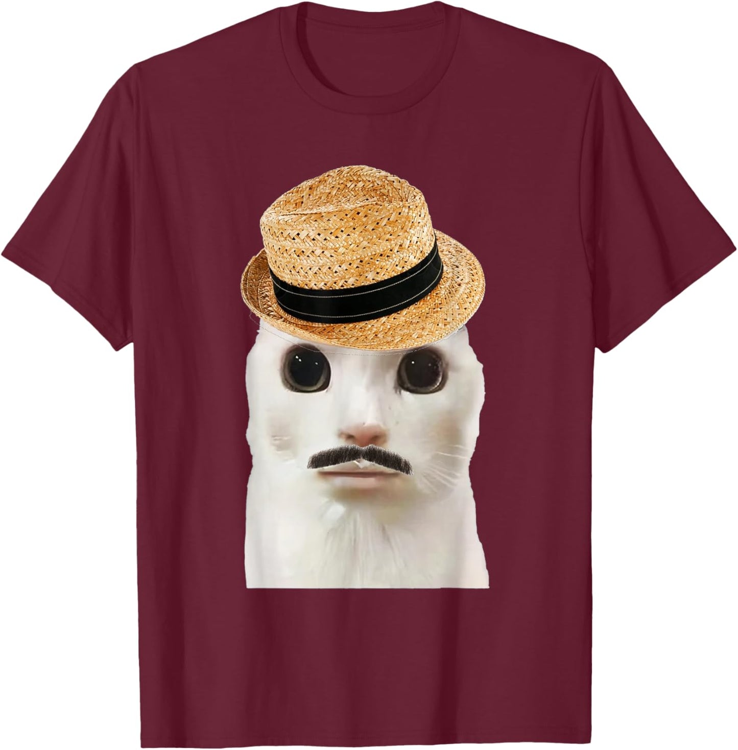 Goofy Ahh Cat Meme Dank Cursed Weirdcore Cringey Banana Cat T-Shirt - T-Shirt | Maroon