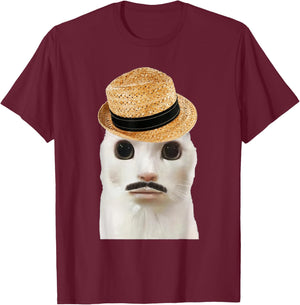 Goofy Ahh Cat Meme Dank Cursed Weirdcore Cringey Banana Cat T-Shirt - T-Shirt | Maroon