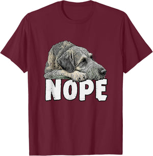 Irish Wolfhound Nope Funny Lazy Pet Dog Cute T-Shirt - T-Shirt | Maroon