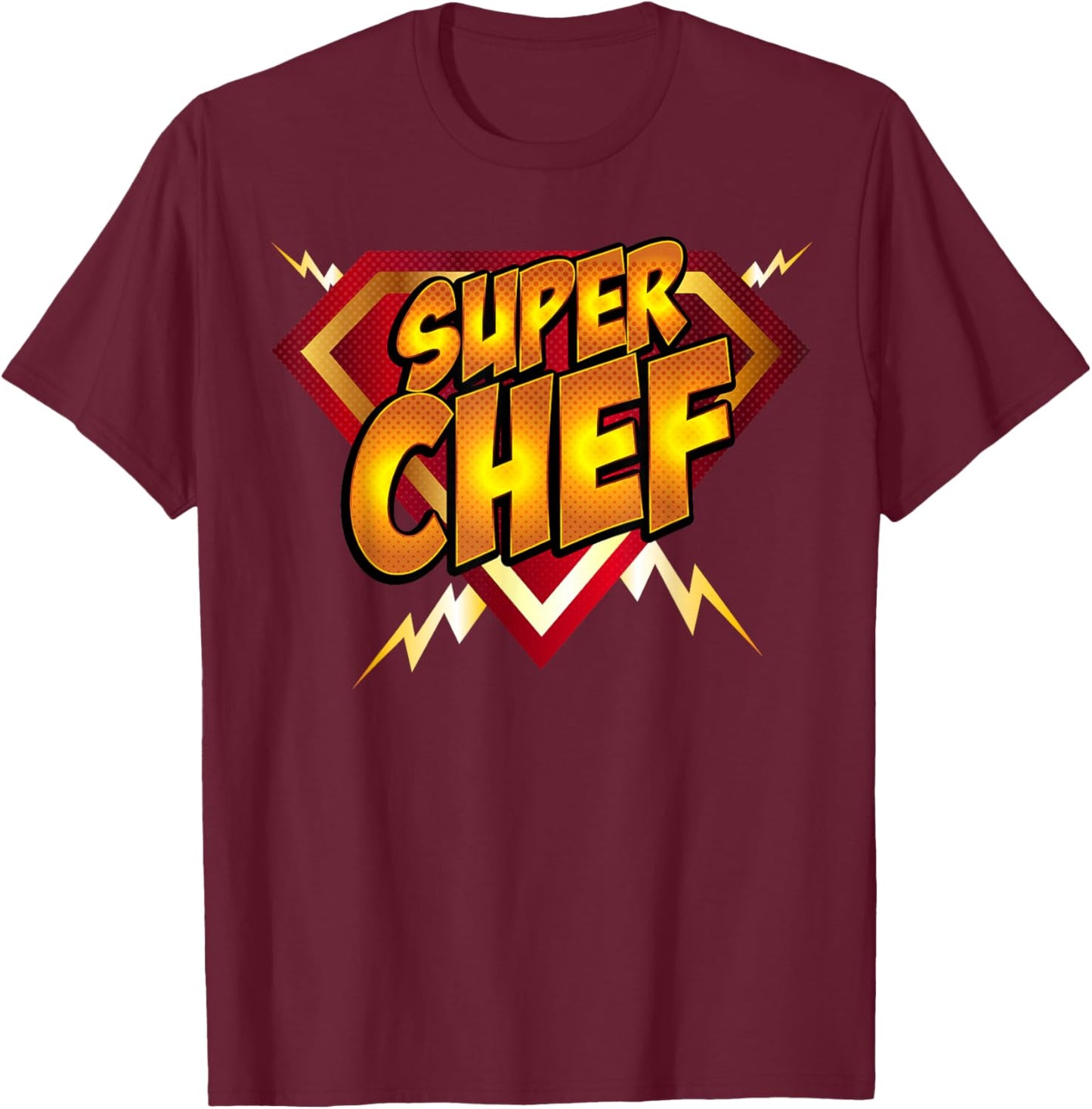 Super Chef Superhero Cook Comic Book Style Foodie T-Shirt - T-Shirt | Maroon