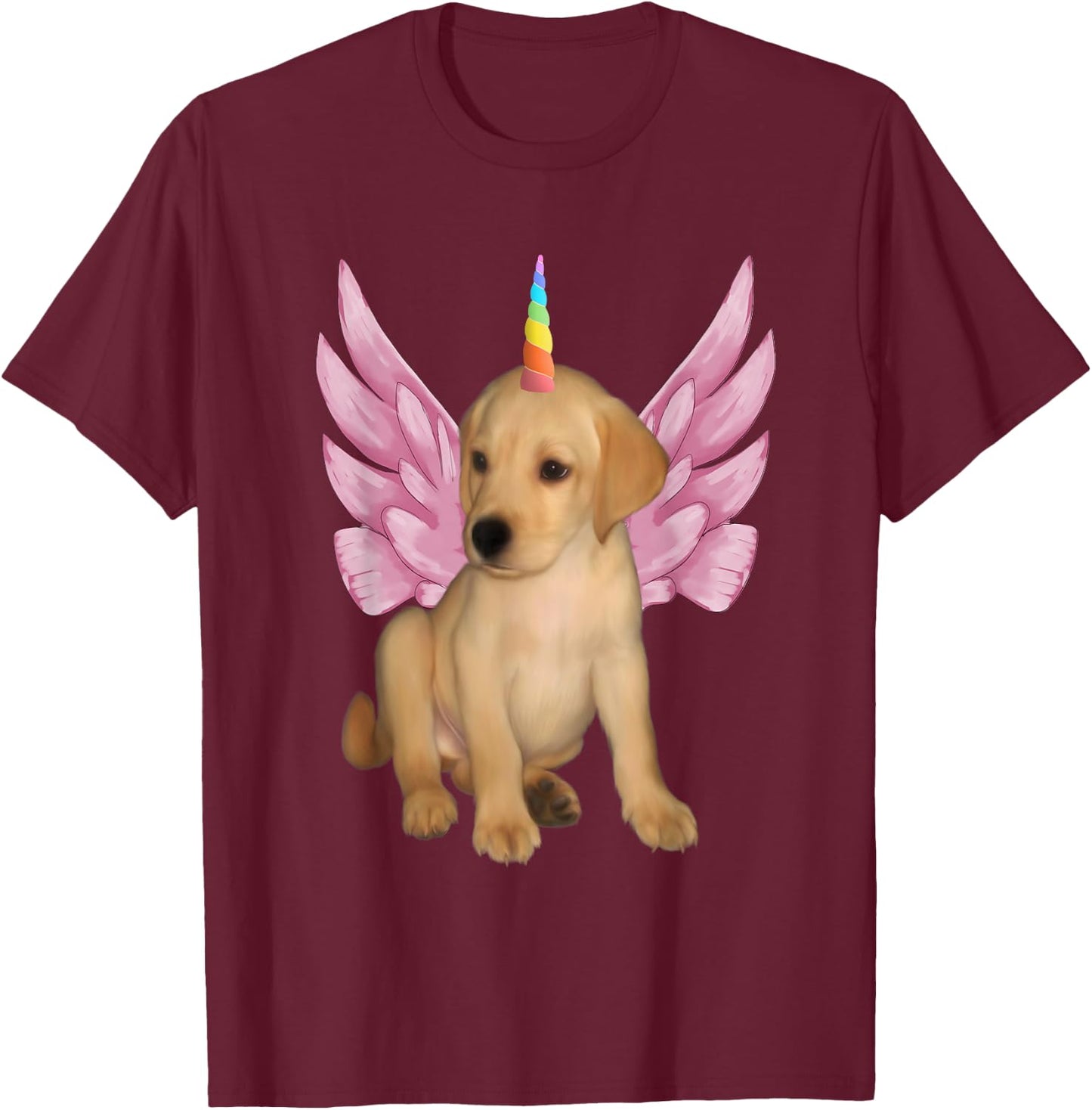 Cute Unicorn Pegasus Unipeg Puppy T-Shirt - T-Shirt | Maroon