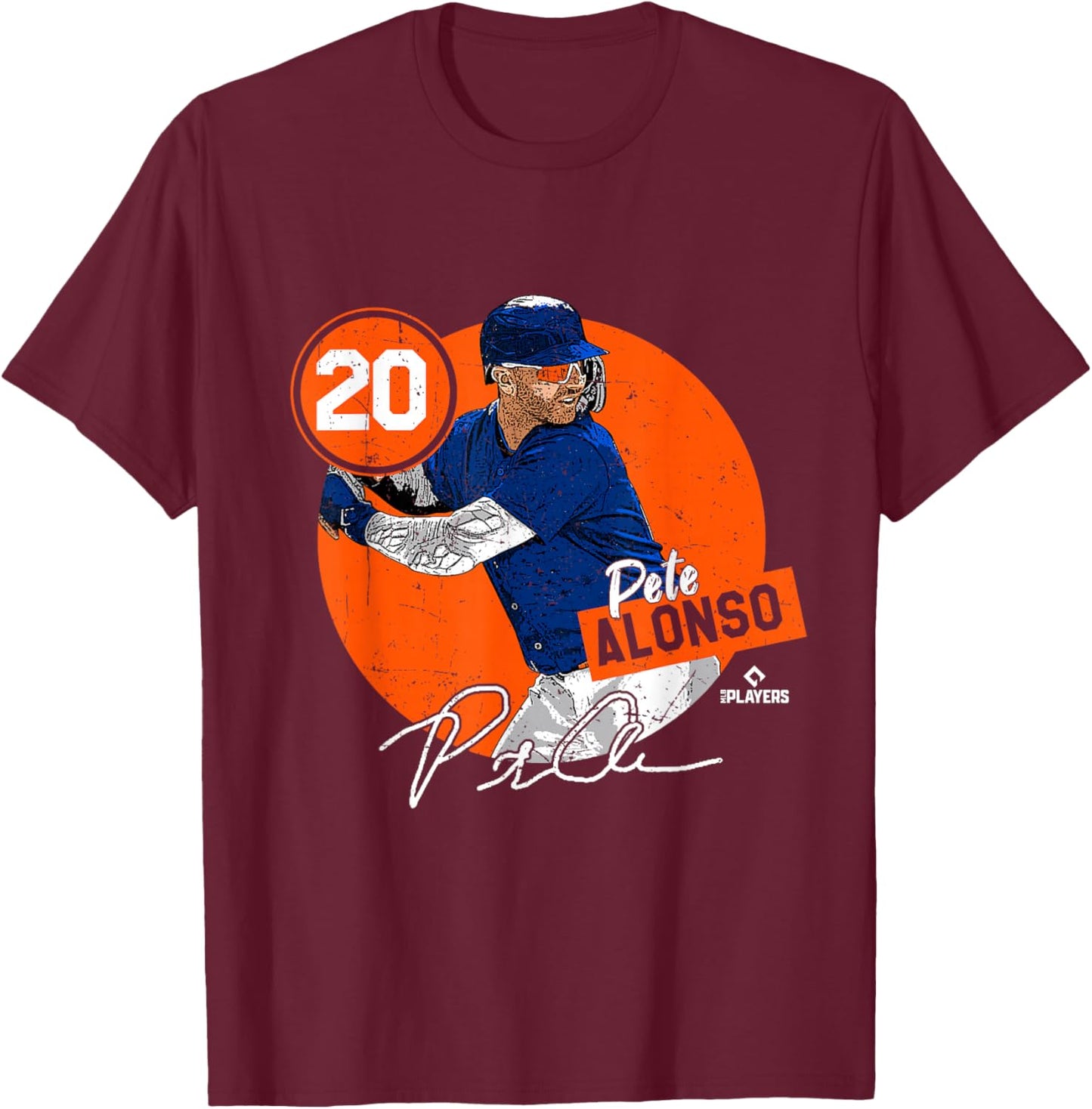 Pete Alonso | New York Baseball MLB Player | MLBPALO3002-S T-Shirt - T-Shirt | Maroon