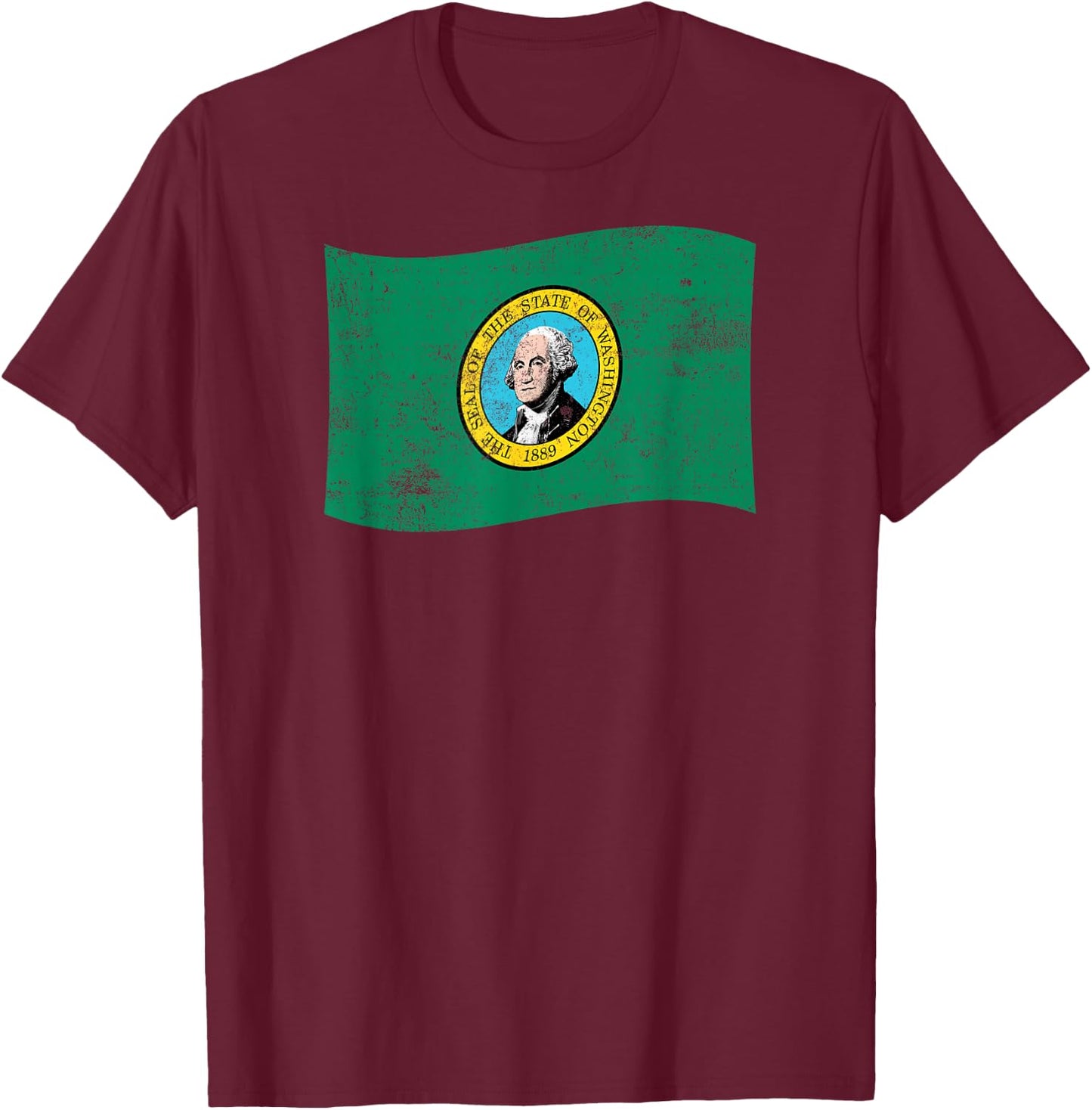 Washington Waving State Flag – WA Washingtonian T-Shirt - T-Shirt | Maroon