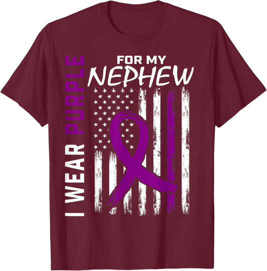 Pancreatic Cancer Awareness Shirt I Wear Purple For Nephew T-Shirt - T-Shirt | Maroon
