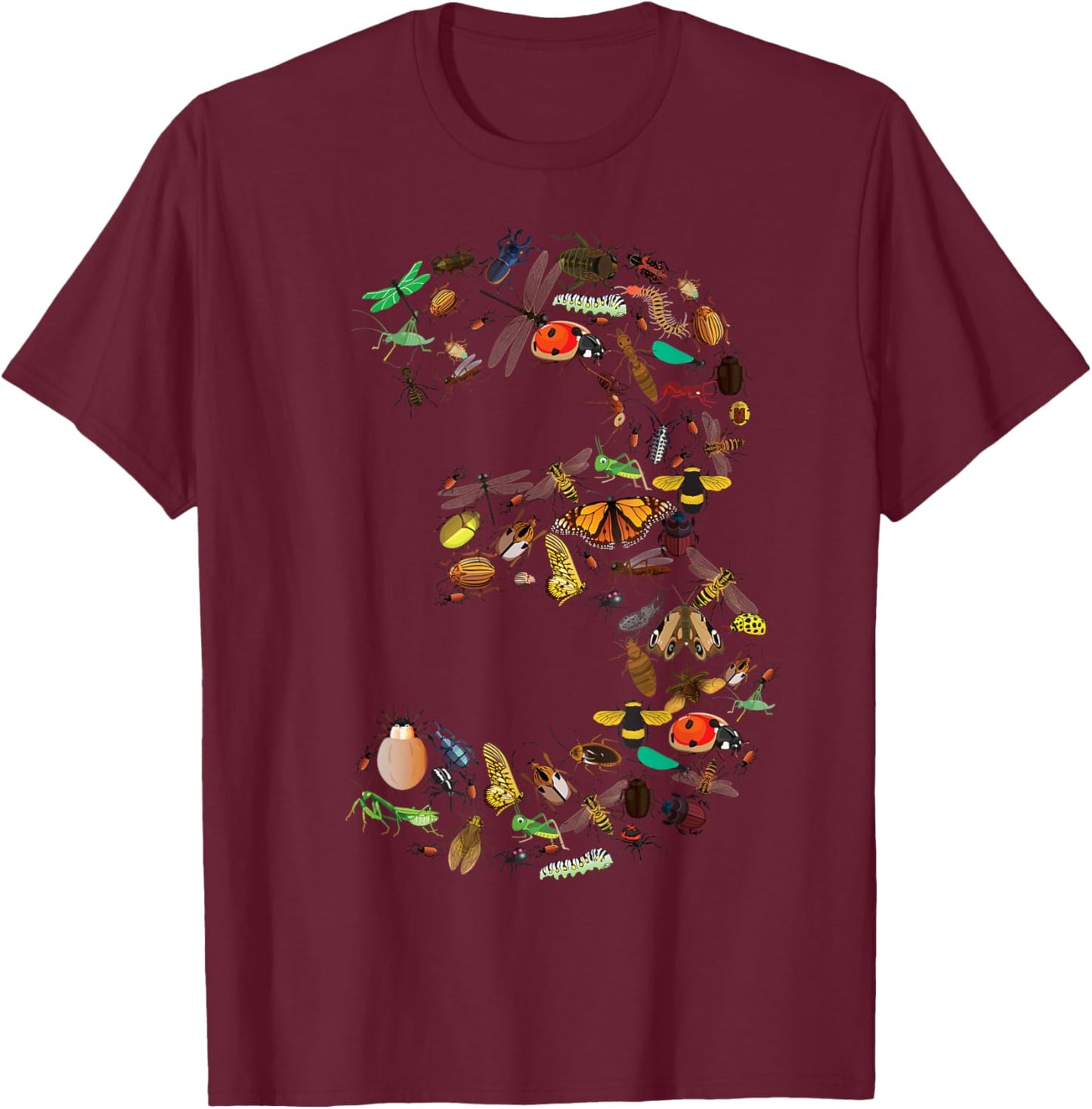 Funny Bugs 3rd Birthday Gift | Cute 3 Years Old Toddler Kid T-Shirt - T-Shirt | Maroon