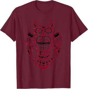 Pacific Northwest tribe art Indian Tlingit Tribal Owl Spirit T-Shirt - T-Shirt | Maroon