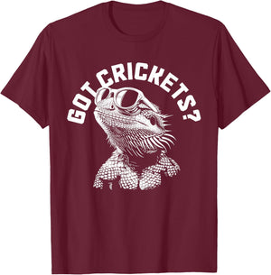 Bearded Dragon Got Crickets? Funny Reptile T-Shirt - T-Shirt | Maroon