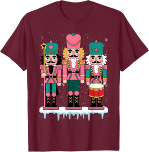 Pink Nutcracker Squad Xmas Pink Christmas Pajamas Women Kids T-Shirt - T-Shirt | Maroon