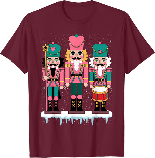 Pink Nutcracker Squad Xmas Pink Christmas Pajamas Women Kids T-Shirt - T-Shirt | Maroon