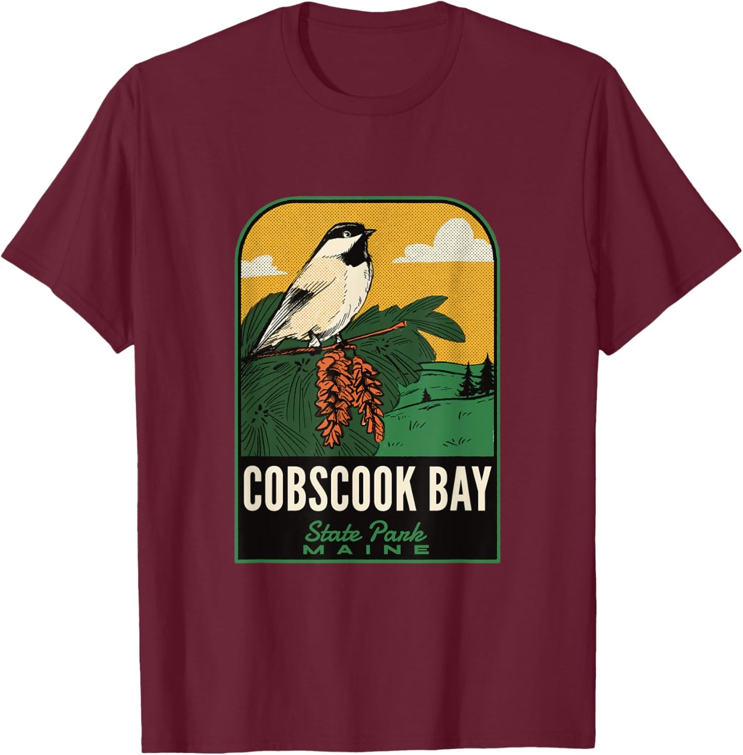 Cobscook Bay State Park Maine Vintage Travel T-Shirt - T-Shirt | Maroon