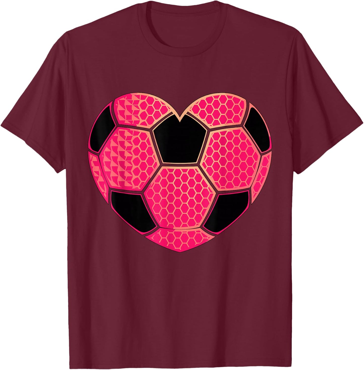 Pink Soccer Heart Soccer Girl T-Shirt - T-Shirt | Maroon
