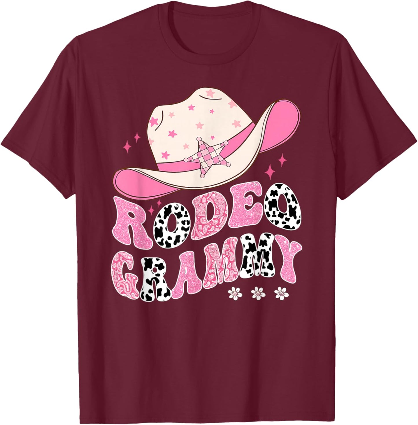 Rodeo Grammy Pink CowGirl 1St Birthday Family Matching T-Shirt - T-Shirt | Maroon