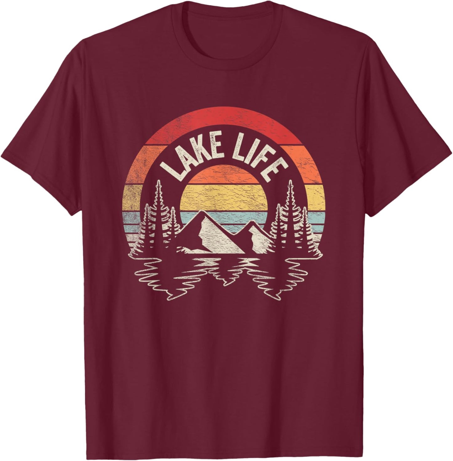 Vintage Lake life Shirt Wildlife Vacation Camper Love Lake T-Shirt - T-Shirt | Maroon