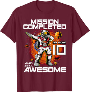 10th Birthday Astronaut 10 Years Old Outer Space Birthday T-Shirt - T-Shirt | Maroon