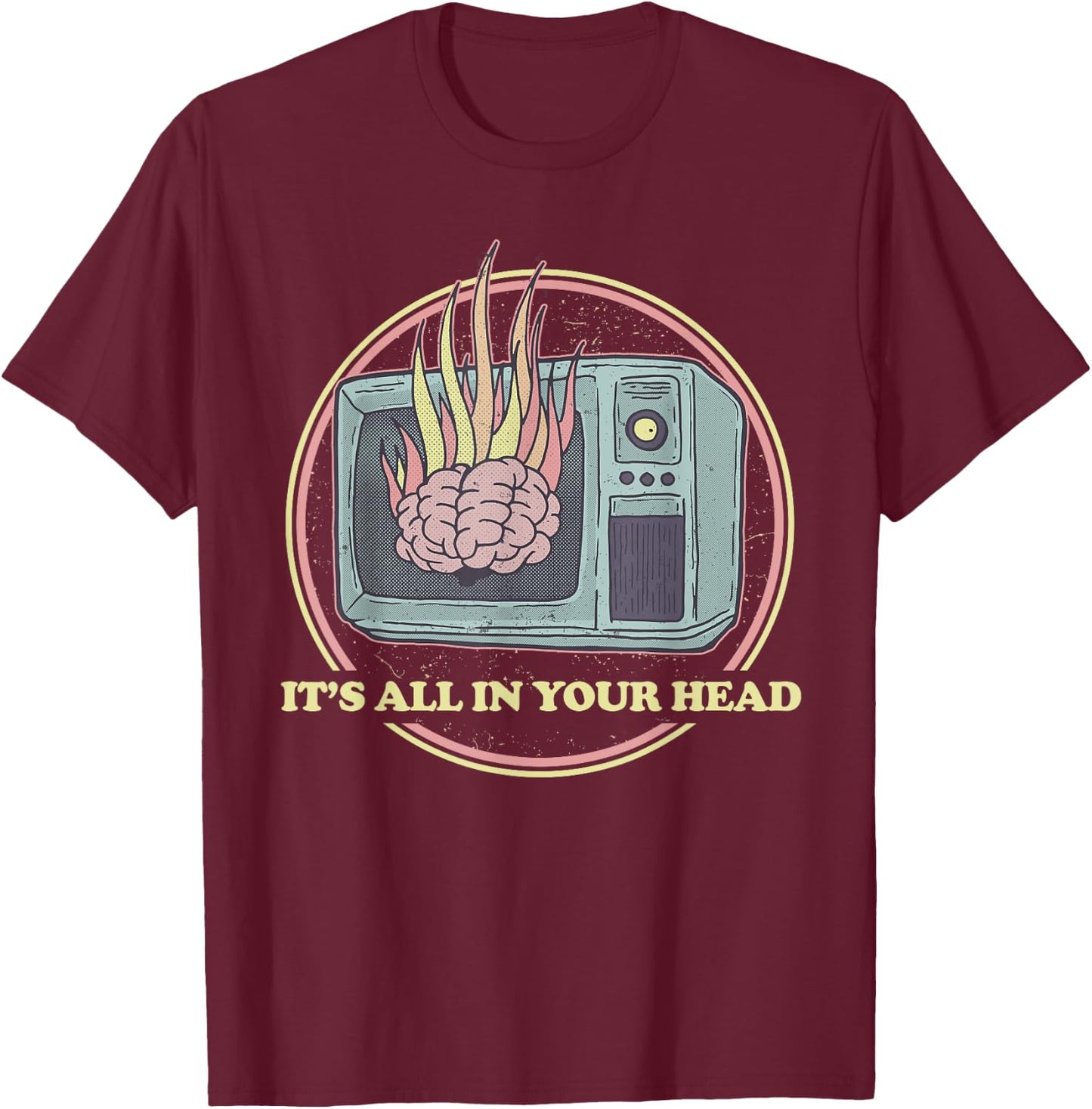 Retro All In Your Head Sheeple Gift - 80s Aesthetic Occult T-Shirt - T-Shirt | Maroon