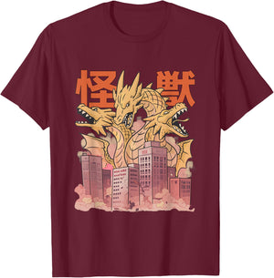Dragon Ghidorah Japanese T-Shirt - T-Shirt | Maroon